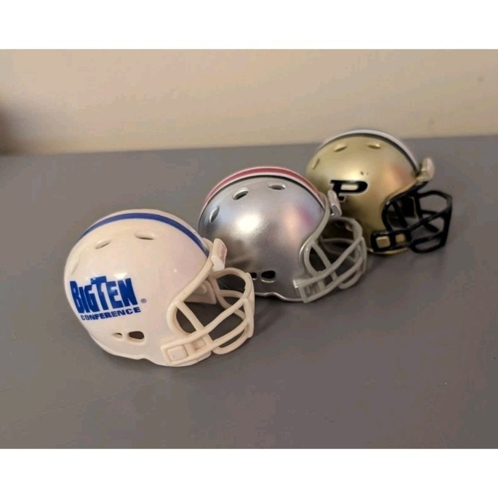 Lot Of 3 Mini Helmet Riddell Facemask Purdue, Big 10 Conf, Ohio State 2010